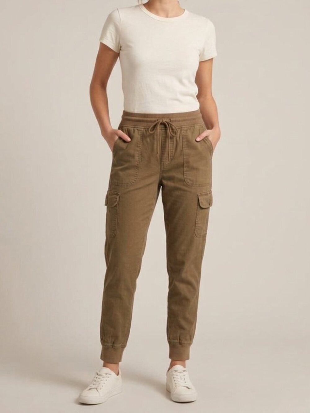 Harlow Olive Green Cotton Cargo Joggers